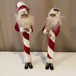 Mark Roberts Candy Cane Santa Figurines‎ Set of 2 13 Christmas Decor